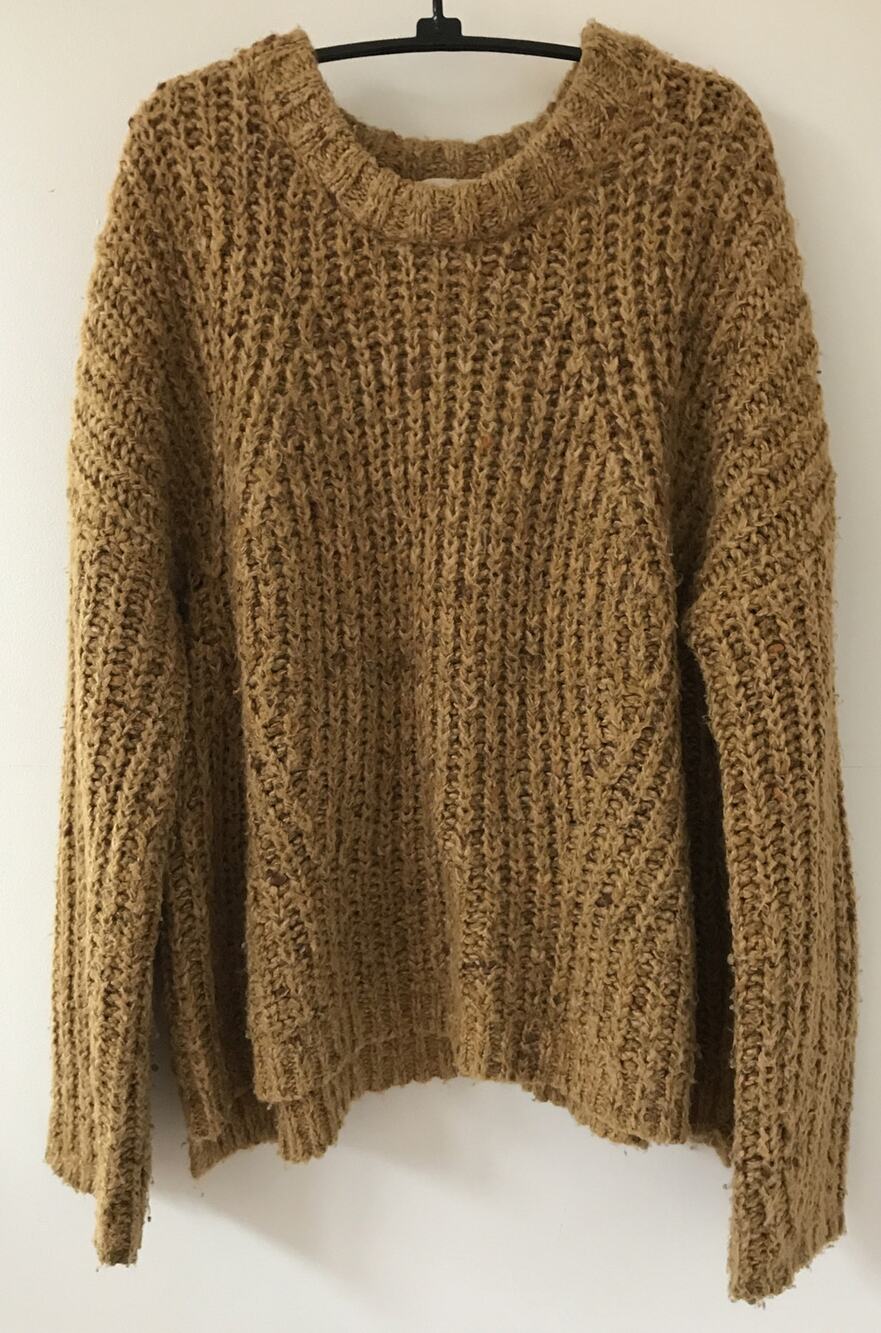 Universal Thread Mustard Chunky Bulky Knit Fishermans Sweater Large Womens 52"